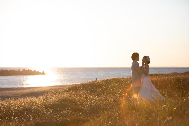 サンセットで、ちょっぴりシルエット風に。