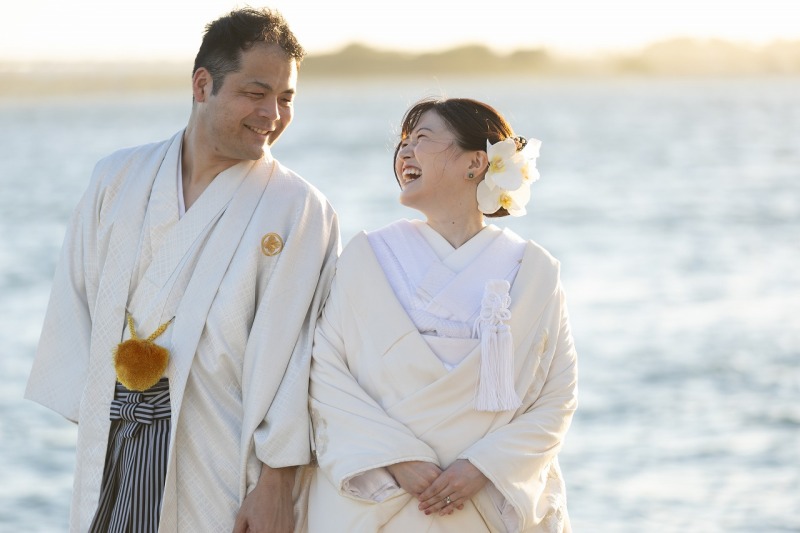 夕暮れ時の海にて