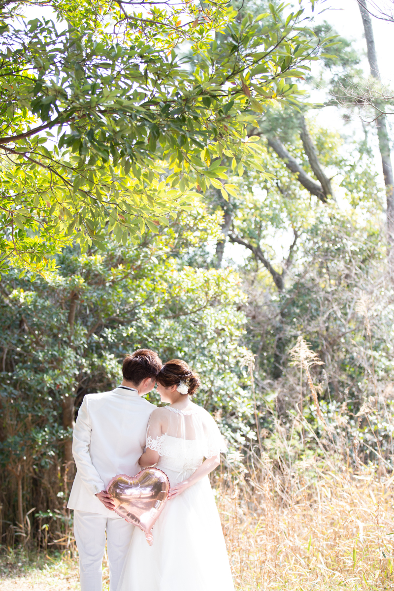 ハート型の風船を使ってのバックショット