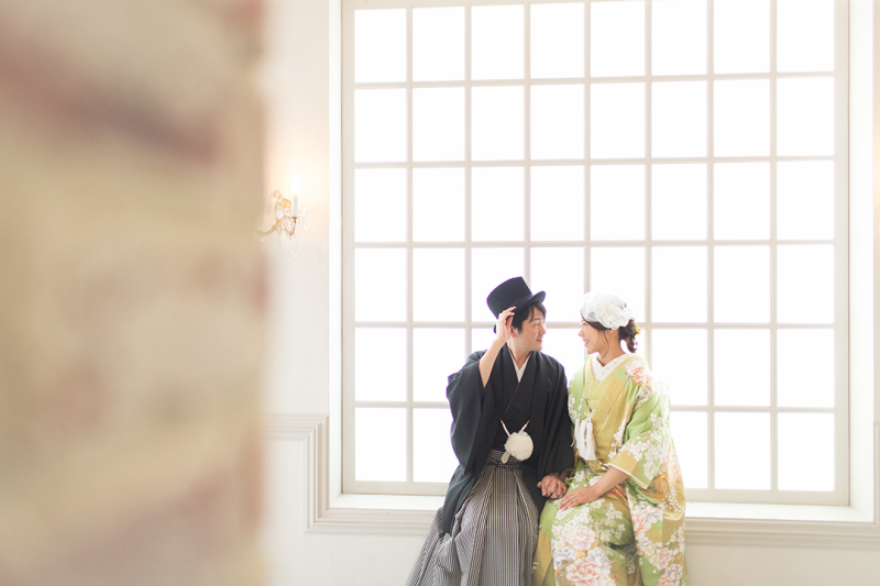 緑の打掛と黒紋付きにかえてご撮影♪