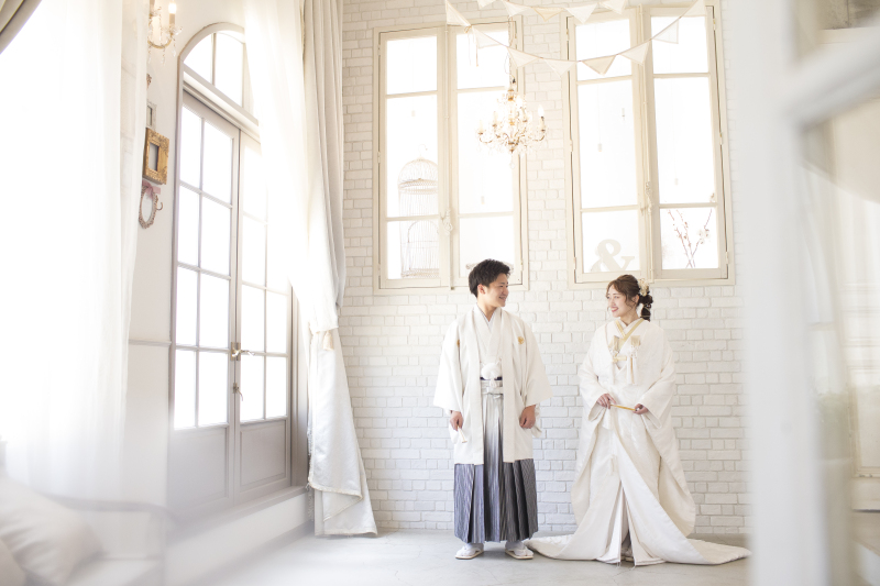 白紋付き×白無垢