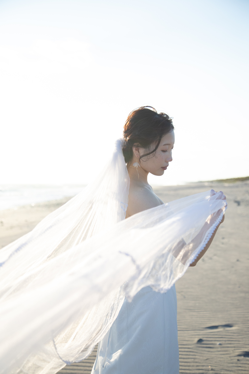 ヴェールを使ってのロケーション写真