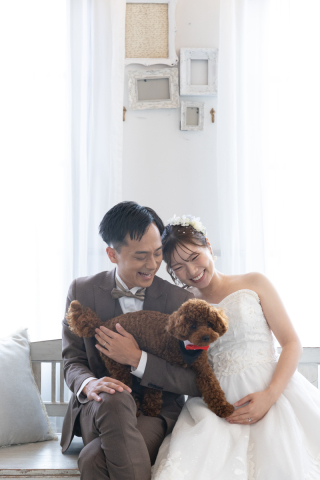 《3つの衣装で残す》ふたり＋わんちゃんと、赤ちゃんの記念フォト