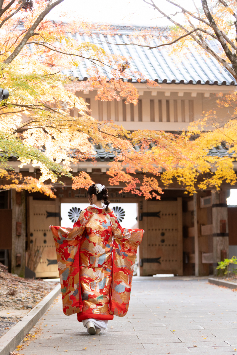 11月末までの撮影限定【紅葉ロケーションキャンペーン】衣装1着・データ100カット付・ヘアメイク・更にお得な5大特典付き！