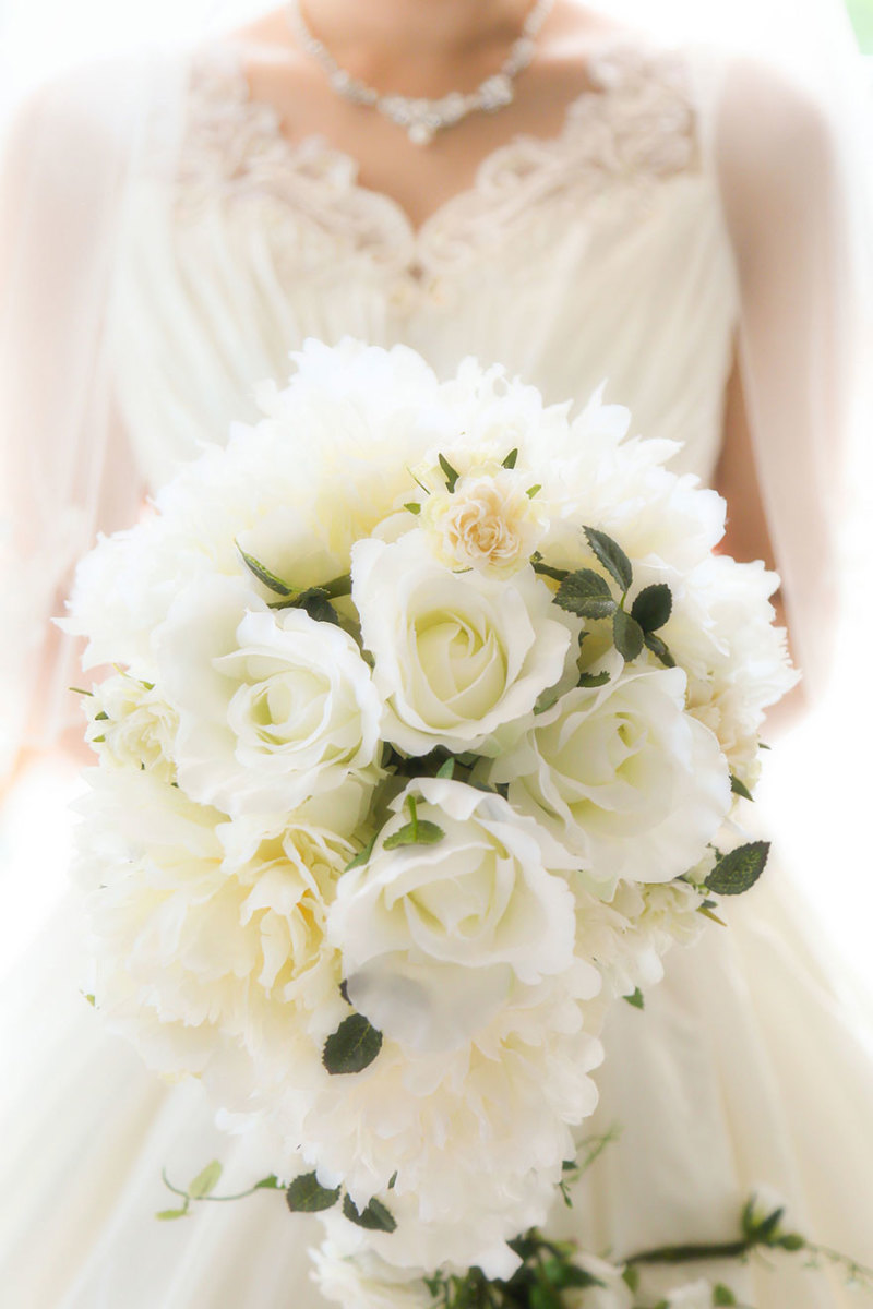 真っ白なバラのブーケ♡