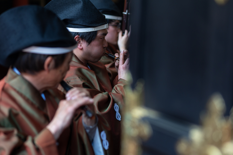質の高い雅楽の生演奏で挙式がより一層厳かに