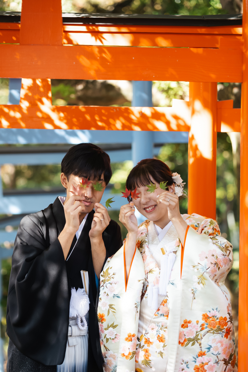 自然豊かな神社での撮影