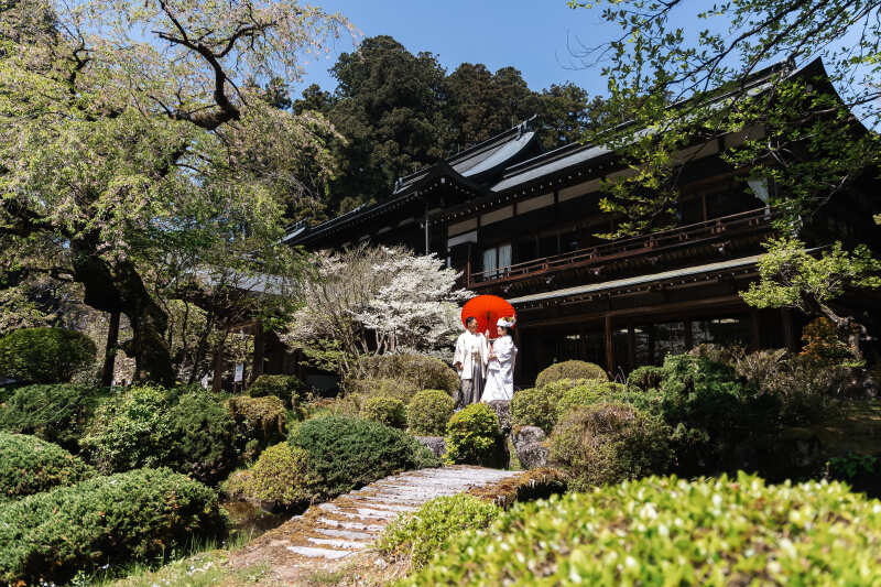 庭園でのロケーションフォト