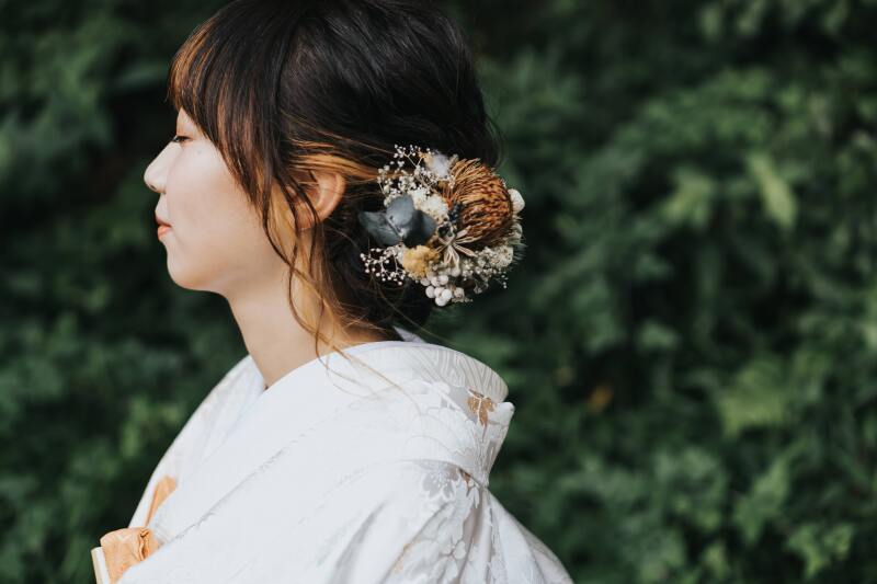 ドライフラワーの髪飾り