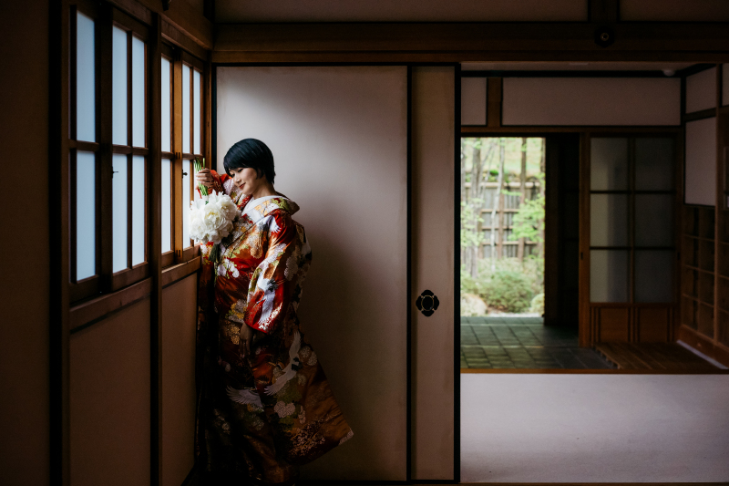 新郎様のお写真と対になるような新婦様♡