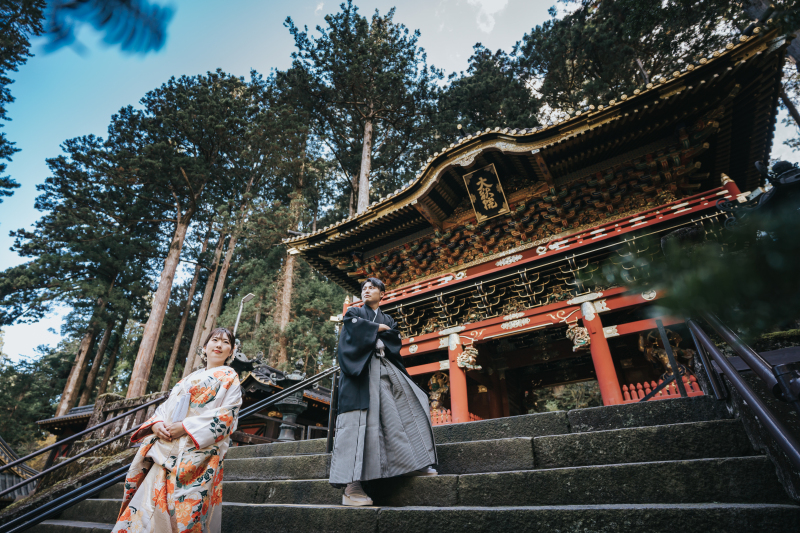 豪華特典付!秋婚の方の前撮りに世界文化遺産日光山輪王寺 国宝 大猷院&逍遥園2カ所撮影和装一着KIMONOプラン