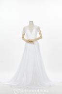 freeW～Vネック半袖ドレス