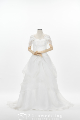 freeP～チュール袖付きドレープドレス