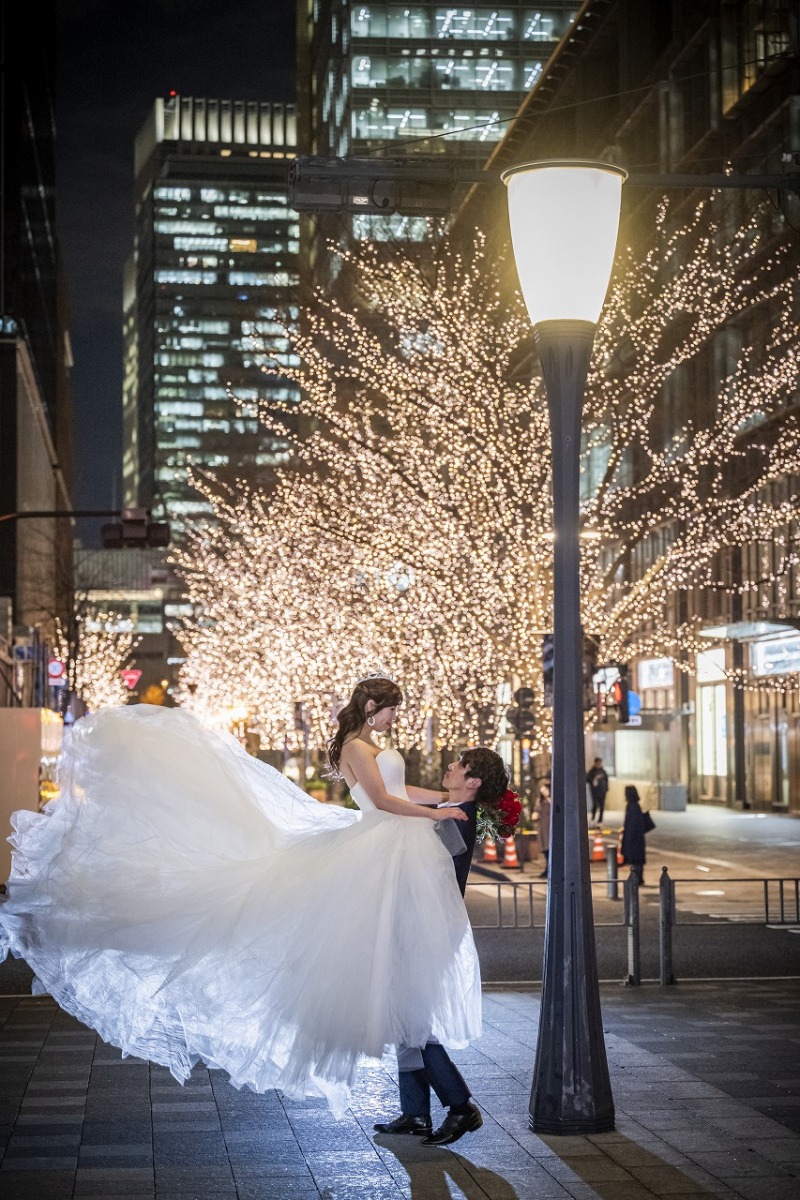 イルミネーションと抱っこショット♪