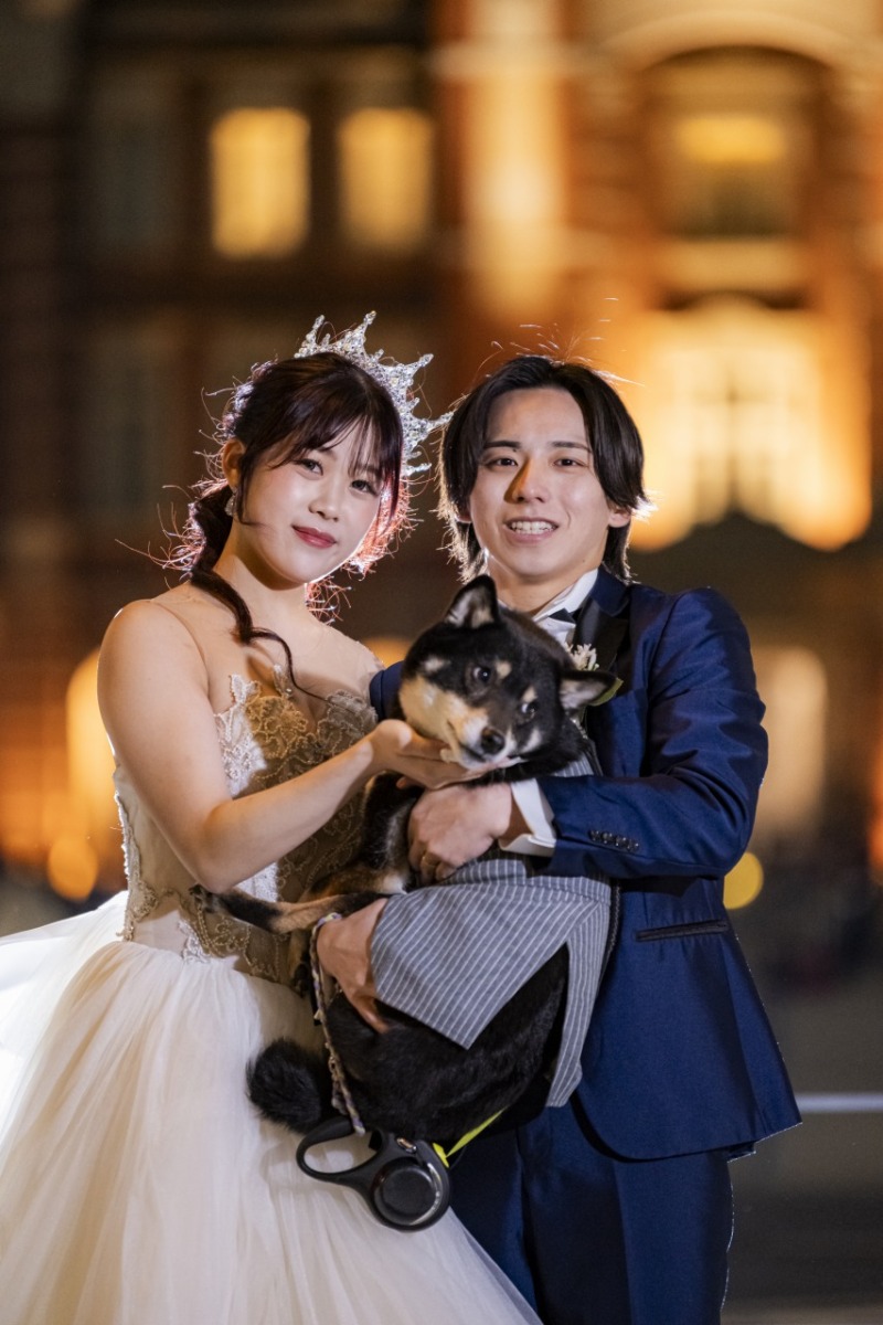 愛犬と一緒に残す東京駅ナイトフォト