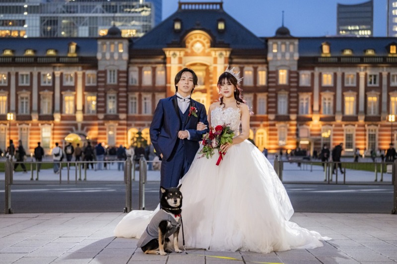 【Day opr Nightプラン】愛犬と過ごす東京駅ナイトウェディングフォト