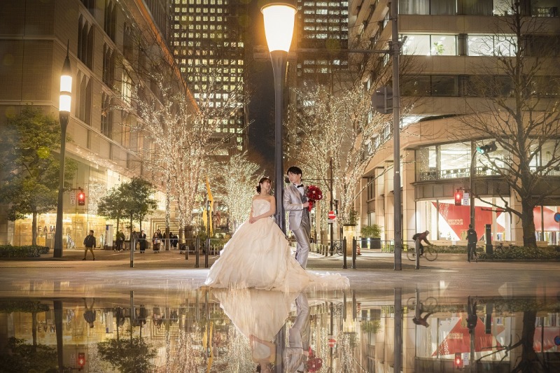 丸の内仲通りのイルミネーションにて前撮り♡