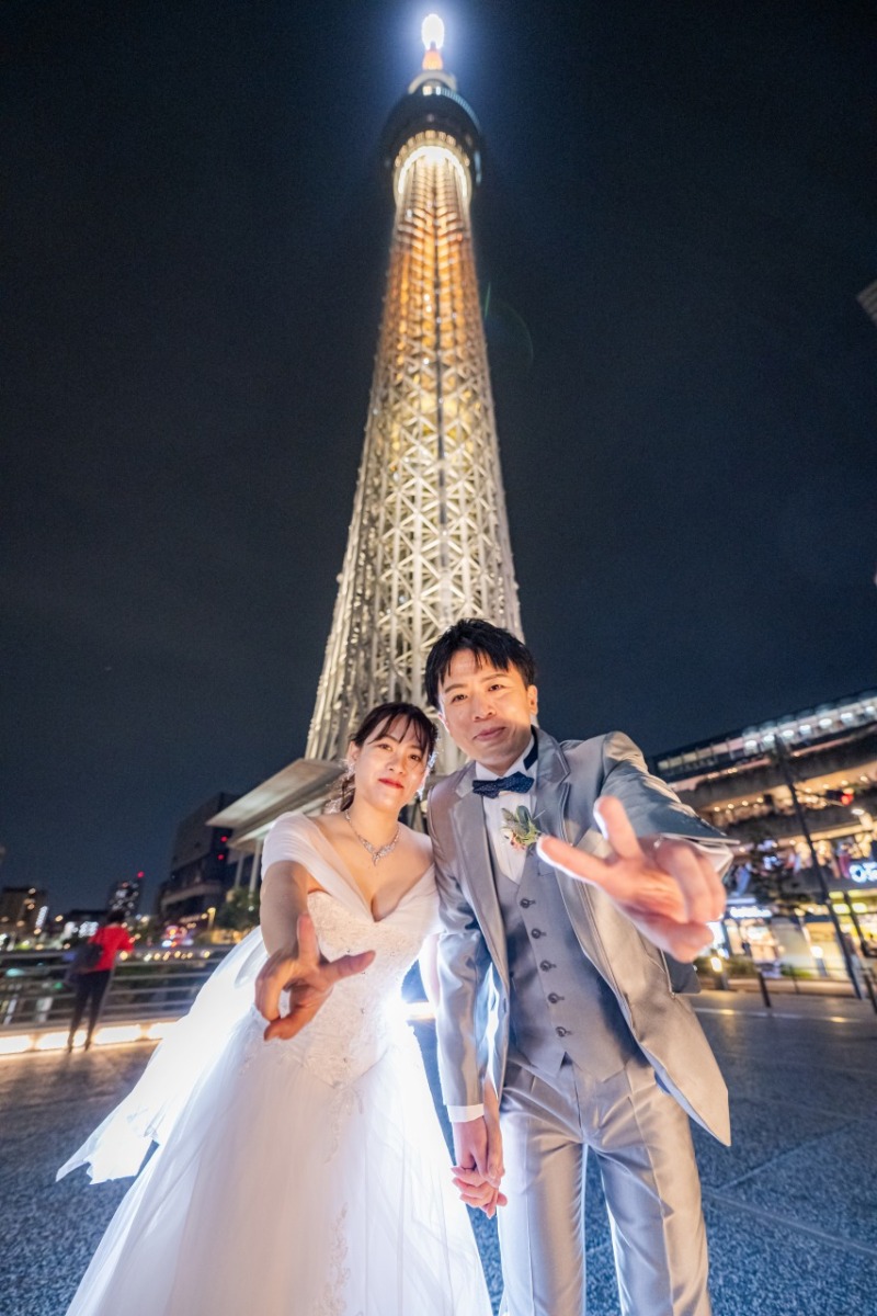 スカイツリー最後はふたりでカメラに向かってピース