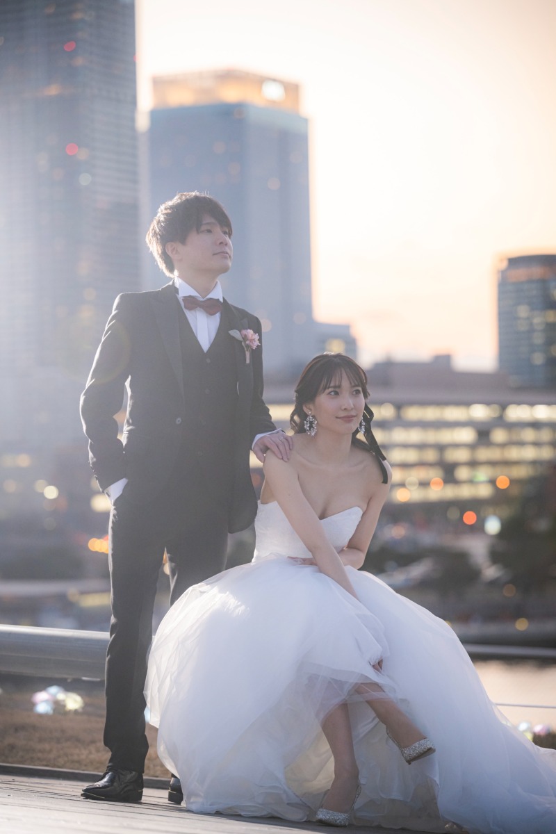 夕日を浴びて寄り添う一枚