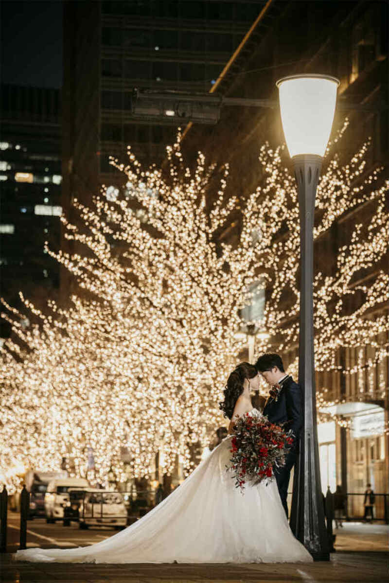 イルミネーション前でおでここつん♡