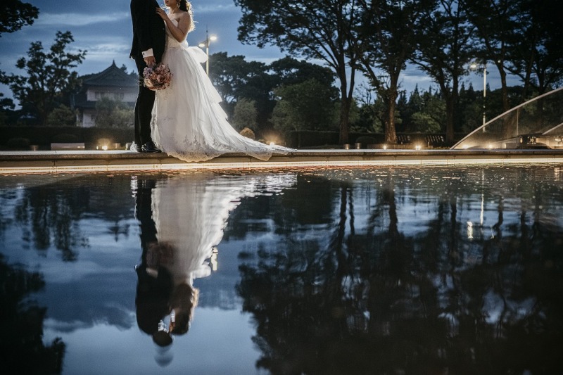 水面に映るお二人