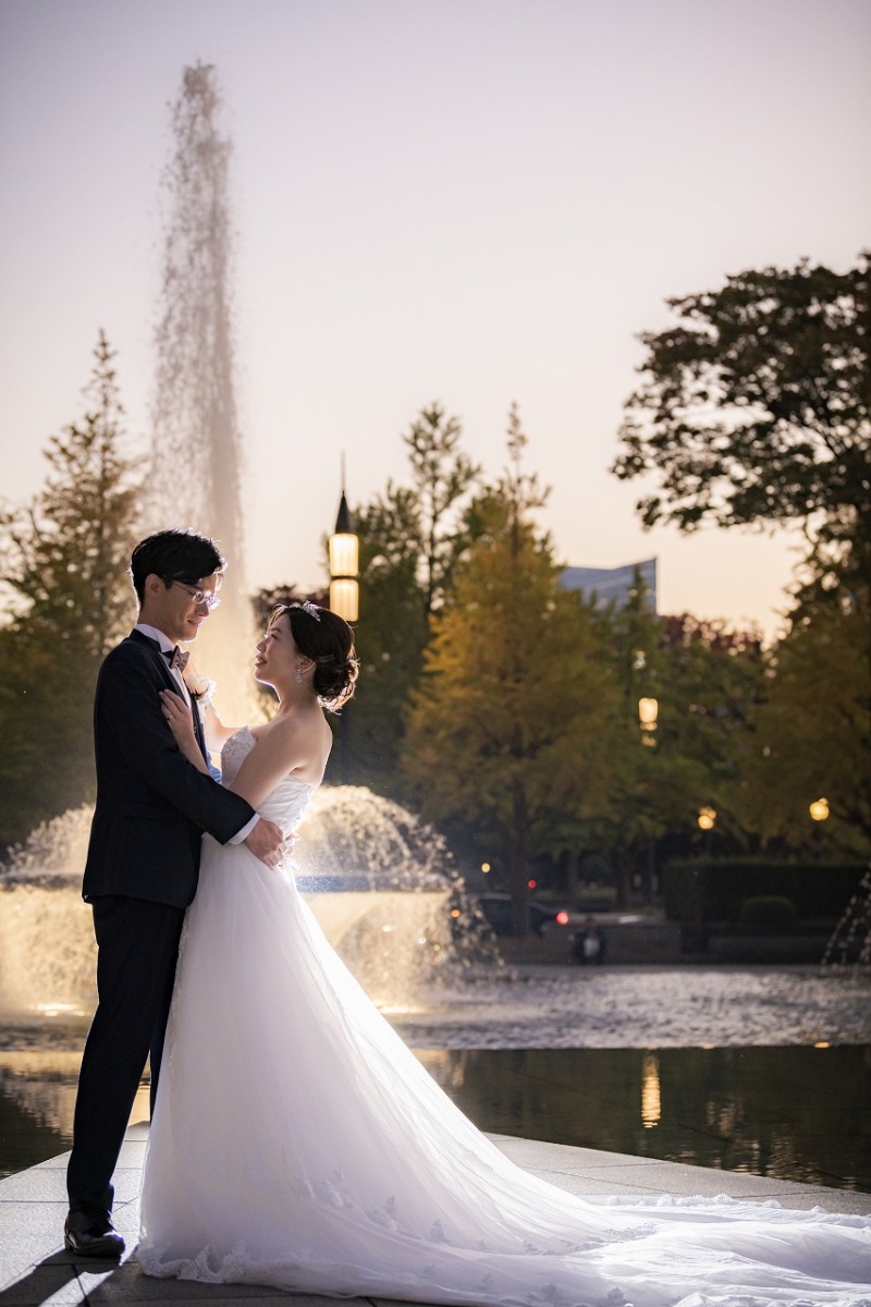 噴水が上がったタイミングで