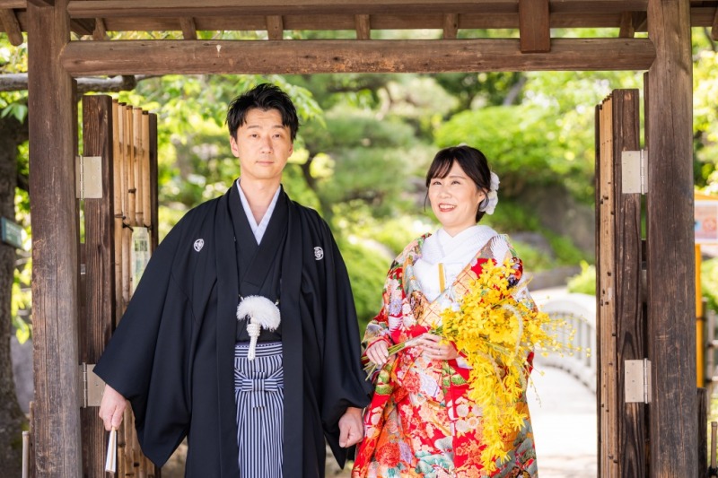 色打掛にお着替えして庭園スタート♪