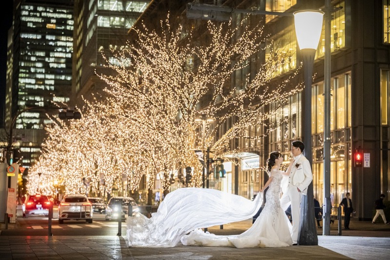 ベールがなびくイルミネーション♪