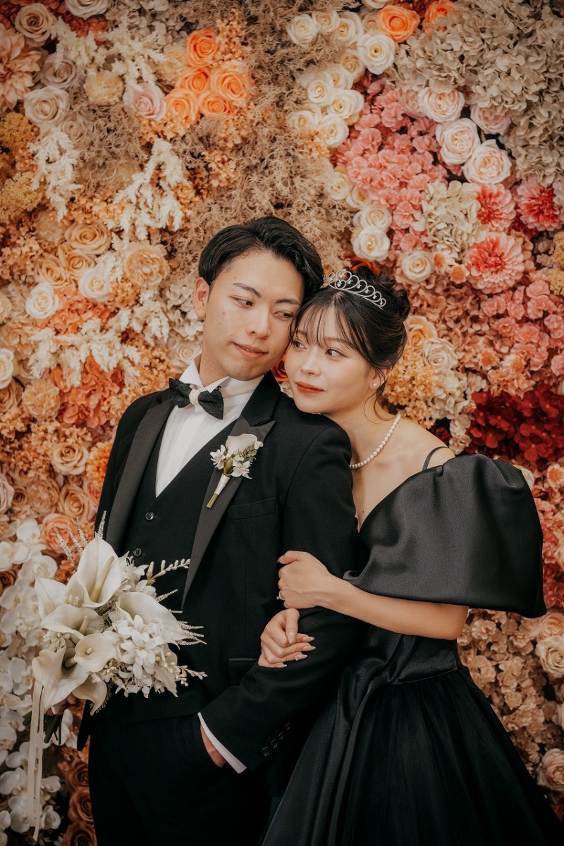 フラワーウォール前で