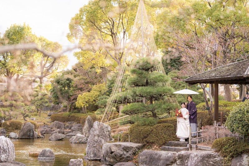 日本庭園の景色とともに残す和装フォト