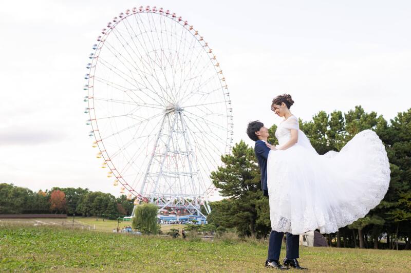 観覧車背景に☆