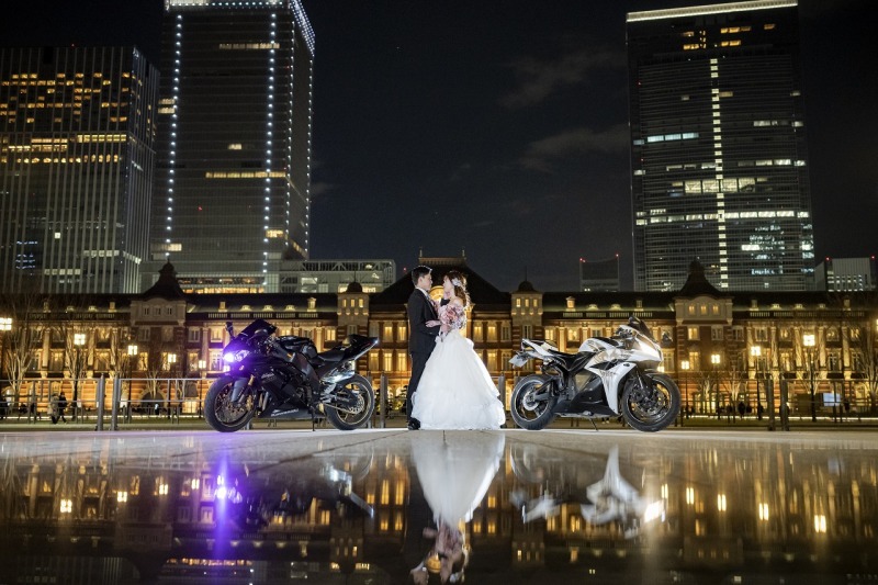 バイクとご一緒のお写真も!前撮りを東京周辺ロケーションで♪