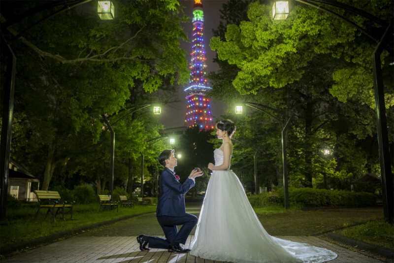 東京駅周辺や特別なカラーの東京タワーで、スペシャルな前撮り撮影を♪