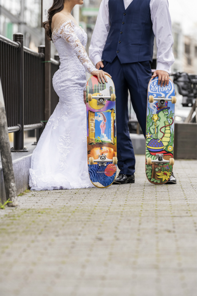 スケートボードを目立たせて