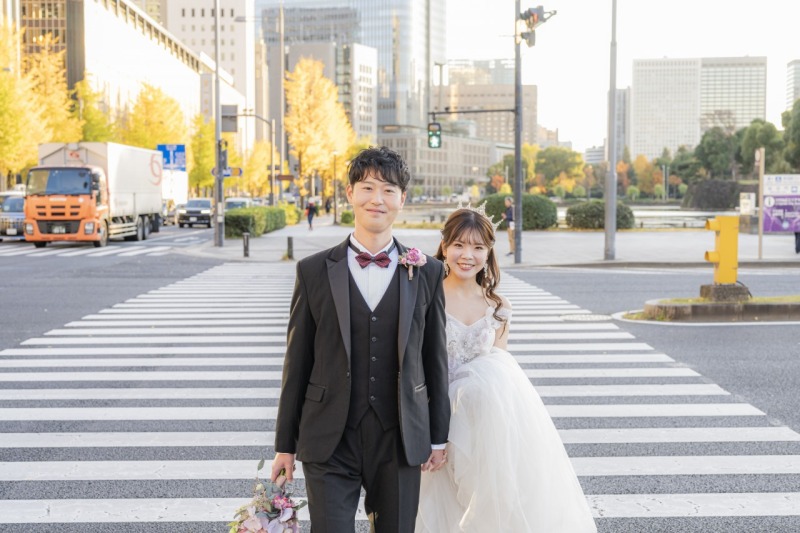 横断歩道で仲良くお散歩ショット♪