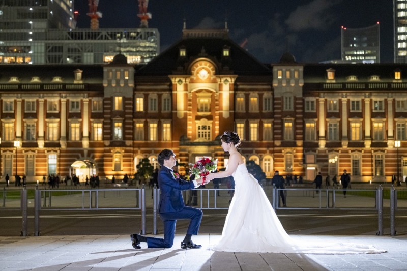 東京駅でプロポーズショット♡