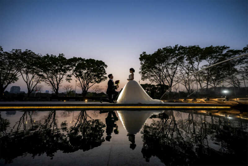 和田倉噴水公園でトワイライトショット!