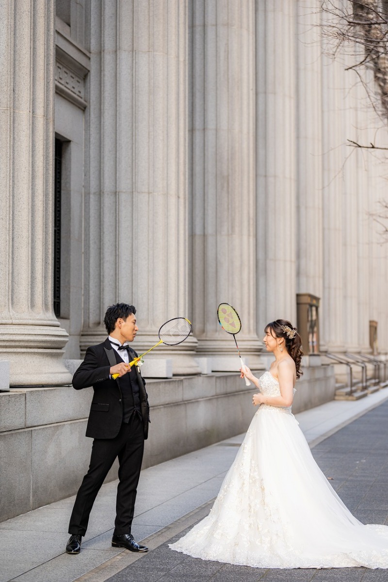 おふたりらしくバトミントンショット！