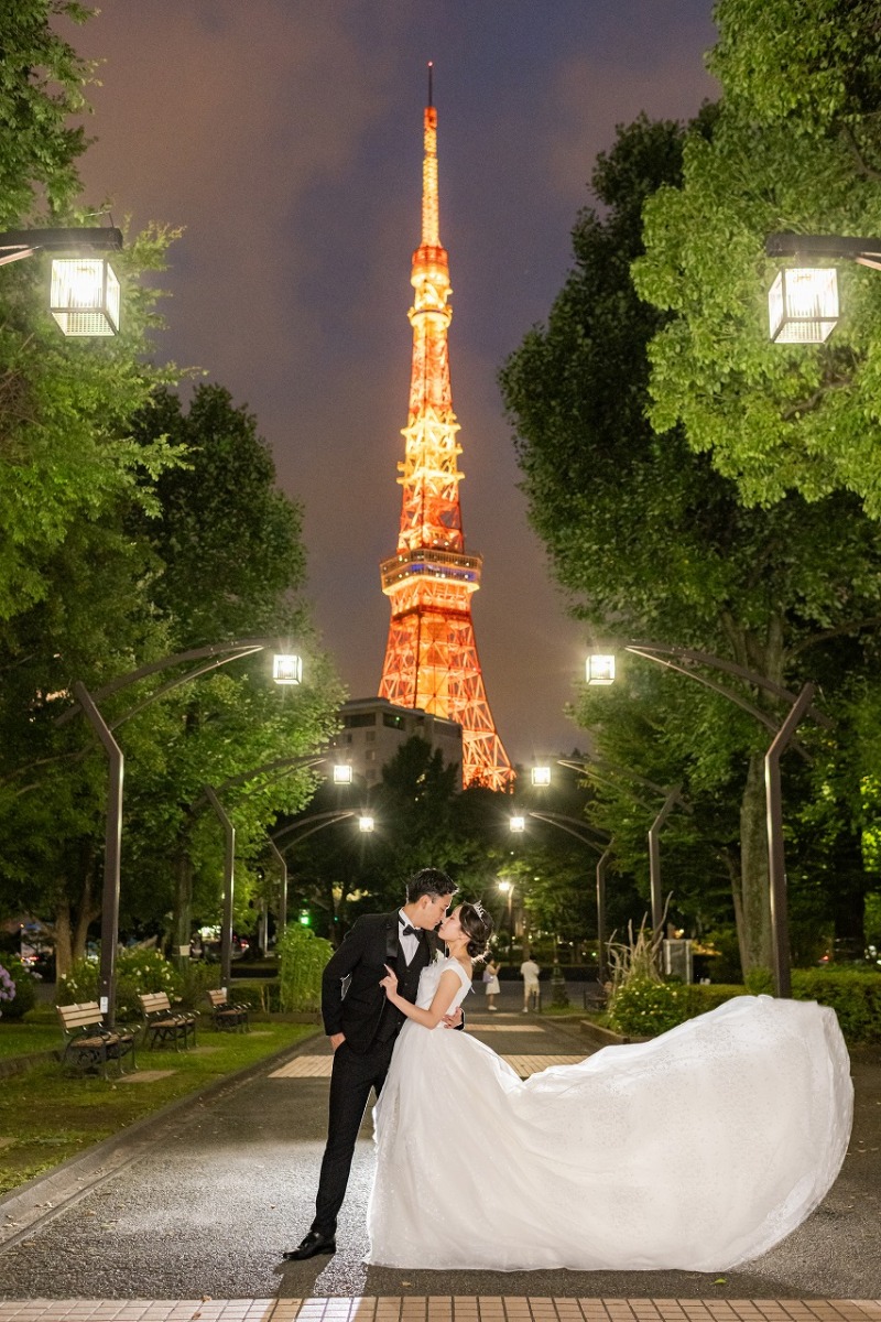 【DayNightプラン】丸の内から東京タワーへ巡る昼から夜のウェディング撮影♡
