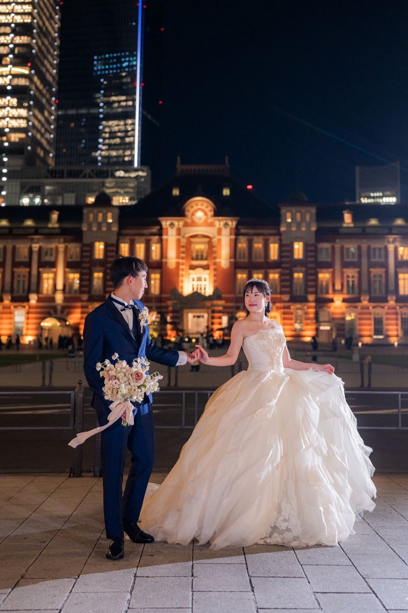 東京駅夜景と歩むウェディングフォト