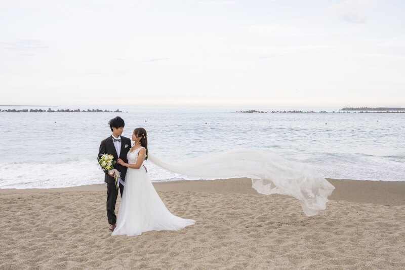 海辺でベールショット!