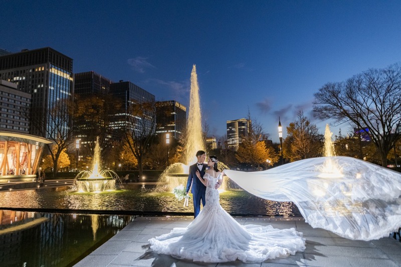 噴水前でベールショット☆