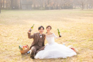 和装と公園フォト