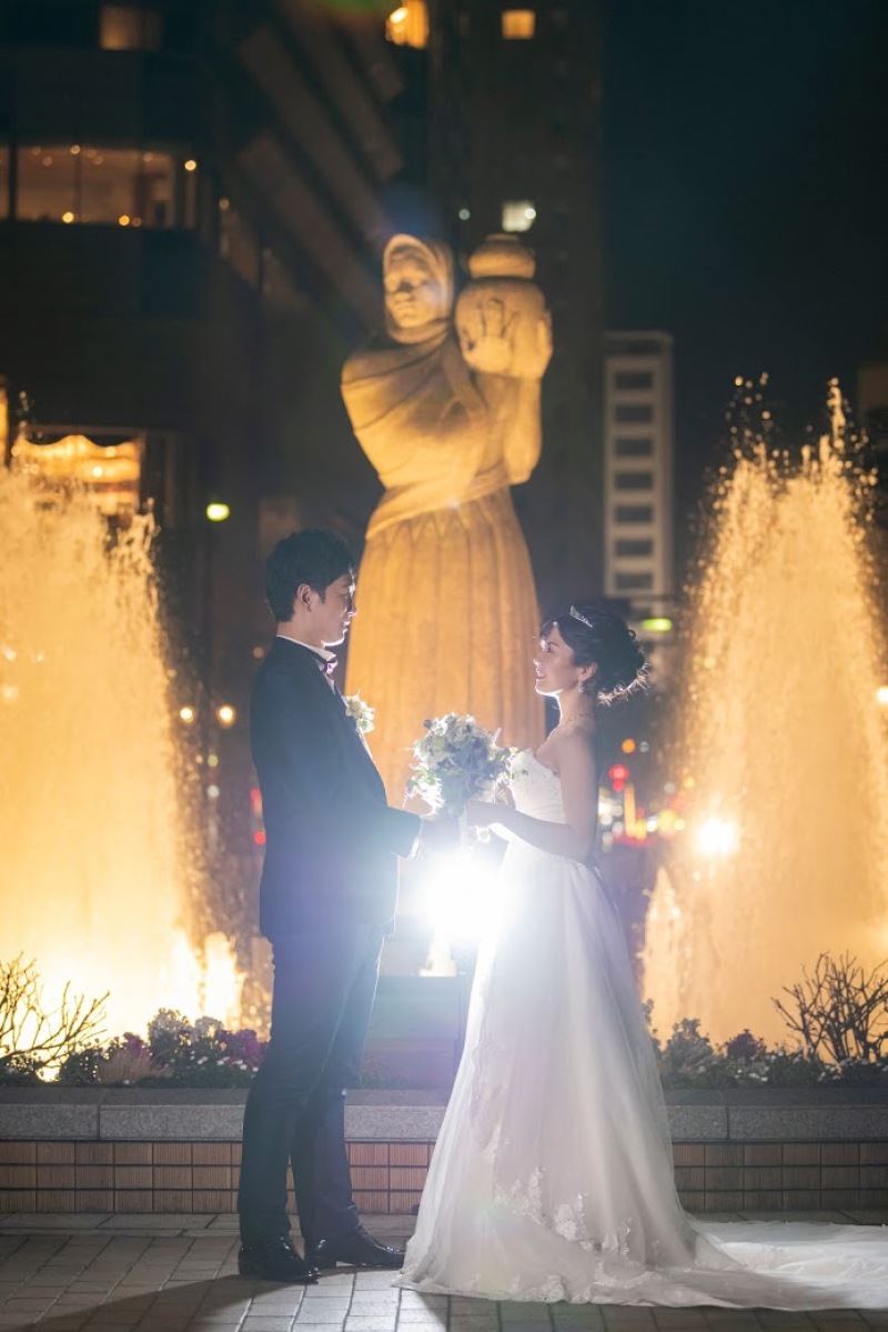 噴水のライトアップ☆