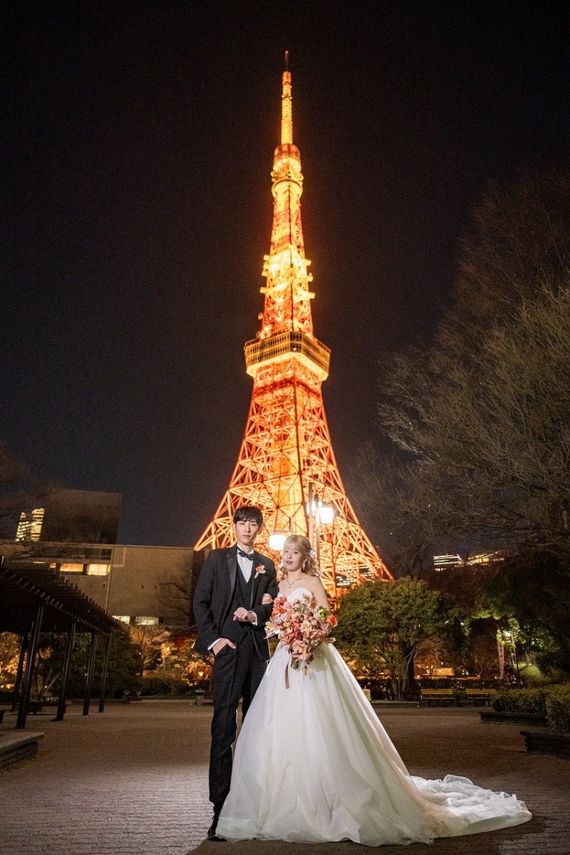 煌めく東京タワーが彩るウェディングフォト