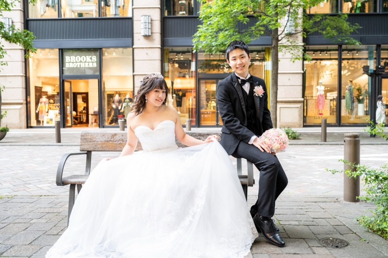 ベンチでプリンセスのように♪