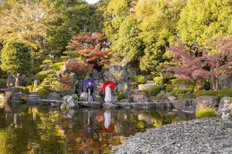 庭園で和装フォト！