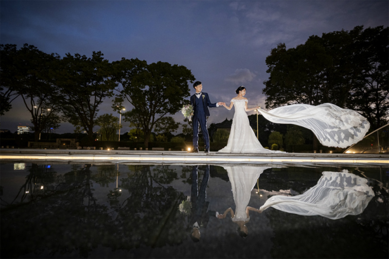 大きくなびくベールショット