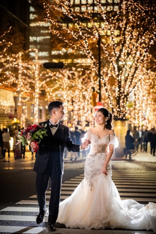 【DayNightプラン】東京駅の夜景に包まれて叶えた特別なウェディングフォト