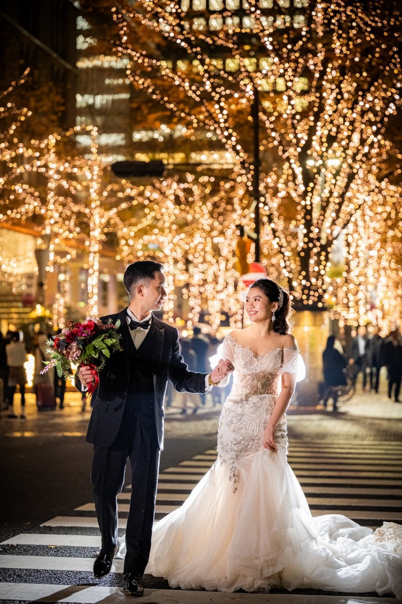 【DayNightプラン】東京駅の夜景に包まれて叶えた特別なウェディングフォト